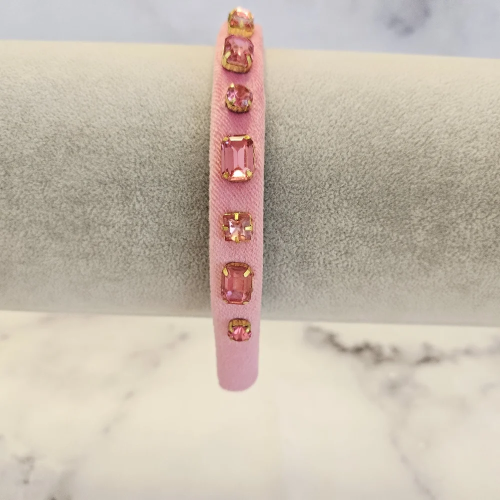 Lele Sadoughi Birthstone OCT - Rectangle Crystal Velvet Gigi Headband Tourmaline